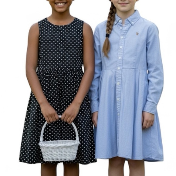 Ralph Lauren Kids bundle of 2 Black Polka Dot Dress and shirt dress size 8 - Picture 2 of 10